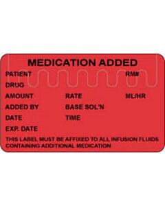 Label Piggyback Paper Permanent Medication Added 1-1/2" Core 2-1/2" x 1-1/2" Fl. Red, 500 per Roll