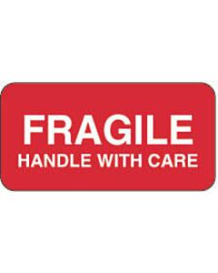 Label Paper Permanent Fragile Handle with  2"x1" Red 1000 per Roll