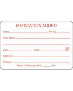 Label Paper Permanent Medication Added 3" x 2", White, 500 per Roll