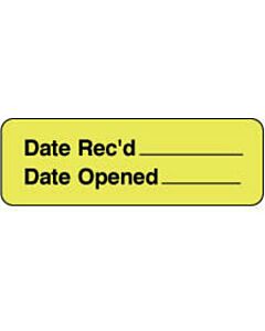 Label Paper Permanent Date Recd  1 1/2"x1/2" Fl. Yellow 1000 per Roll