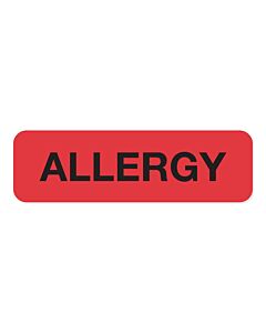 Label Paper Permanent Allergy  1 1/4"x3/8" Fl. Red 1000 per Roll