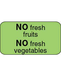 Label Paper Permanent No Fresh Fruits 1 5/8" x 7/8", Fl. Green, 1000 per Roll