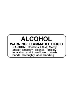 Hazard Label (Paper, Permanent) Alcohol Warning:  2 1/4"x7/8" White - 1000 Labels per Roll