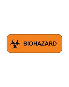 Hazard Label (Paper, Permanent) Biohazard  1 1/2"x1/2" Fluorescent Orange - 1000 Labels per Roll