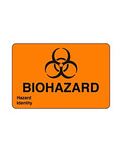 Hazard Label (Paper, Permanent) Biohazardhazard  3"x2" Fluorescent Orange - 500 Labels per Roll