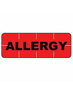 Alert Bands® Label Poly "Allergy" Pre-printed, State Standardization 0.6875x1/4 Red - 250 per Qty Based Roll