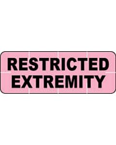 Alert Bands® Label Poly "Restricted Extremity" Pre-printed, State Standardization 0.6875x1/4 Pink - 250 per Qty Based Roll