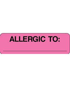 Label Paper Permanent Allergic To: ___  2 7/8"x7/8" Fl. Pink 1000 per Roll