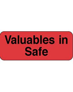 Label Paper Permanent Valuables In Safe 2 1/4" x 7/8", Fl. Red, 1000 per Roll