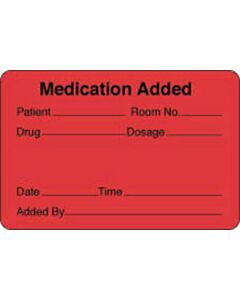 Label Paper Permanent Medication Added 3" x 2", Fl. Red, 500 per Roll