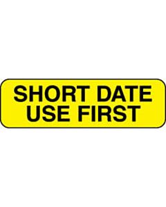 Communication Label (Paper, Permanent) Short Date Use First, 1 1/4" x 3/8" Fluorescent Yellow - 1000 per Roll