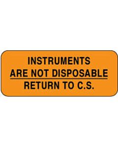 Label Paper Permanent Instruments Are Not, 2 1/4" x 7/8", Fl. Orange, 1000 per Roll