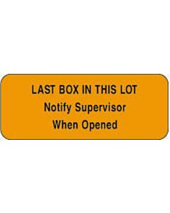 Lab Communication Label (Paper, Permanent) Last Box In This Lot  2 1/4"x7/8" Fluorescent Orange - 1000 per Roll