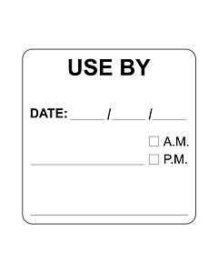 Lab Communication Label (Paper, Permanent) Use By Date:  2 1/2"x2 1/2" White - 500 per Roll
