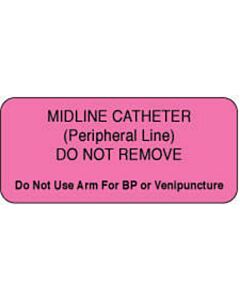IV Label Paper Permanent Midline Catheter  2 1/4"x7/8" Fl. Pink 1000 per Roll