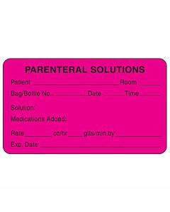 Communication Label (Paper, Permanent) Parenteral Solutions 3" x 1 3/4" Fluorescent Pink - 500 per Roll