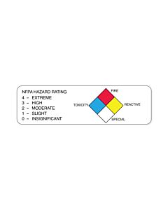 Hazard Label (Paper, Permanent) Nfpahazard Rating 4 -  3 5/8"x1 1/8" White - 500 Labels per Roll