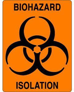 Hazard Label (Paper, Permanent) Biohazard Isolation  3"x4" Fluorescent Orange - 500 Labels per Roll