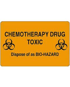 Communication Label (Paper, Permanent) Chemotherapy Drug 4" x 2 5/8" Fluorescent Orange - 500 per Roll