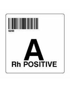 ISBT 128 Label (Synthetic, Permanent) "A RH Positive'' 2"x2" White - 500 per Roll