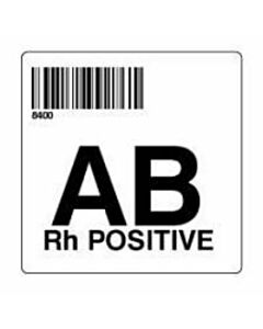 ISBT 128 Label (Synthetic, Permanent) "AB RH Positive'' 2"x2" White - 500 per Roll