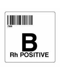 ISBT 128 Label (Synthetic, Permanent) "B RH Positive'' 2"x2" White - 500 per Roll