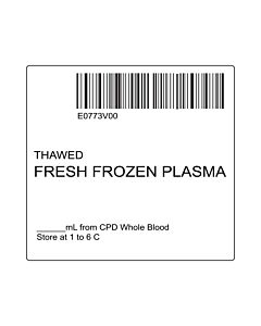 ISBT 128 Label (Synthetic, Permanent) "Thawed Fresh Frozen'' 2"x2" White - 500 per Roll
