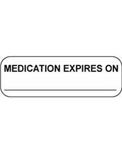 Communication Label (Paper, Permanent) Medication Expires 1 1/2" x 1/2" White - 1000 per Roll