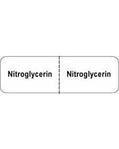 IV Label Wraparound Paper Permanent Nitroglycerin |  2 7/8"x7/8" White 1000 per Roll