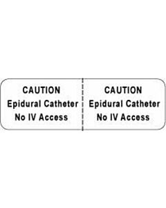 IV Label Wraparound Paper Permanent Caution Epidural  2 7/8"x7/8" White 1000 per Roll