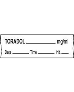 Anesthesia Tape with Date, Time & Initial (Removable) Toradol mg/ml 1/2" x 500" - 333 Imprints - White - 500 Inches per Roll