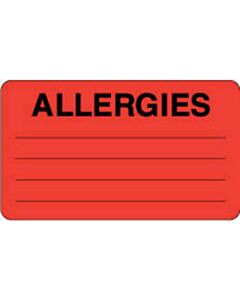 Label Paper Permanent Allergies  3"x1 3/4" Red 500 per Roll