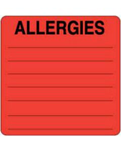 Label Paper Permanent Allergies  2 1/2"x2 1/2" Red 500 per Roll