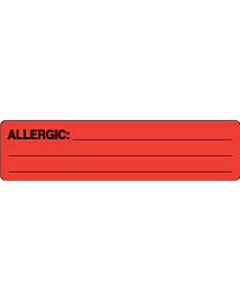 Label Paper Permanent Allergic:  5 1/2"x1 3/8" Red 200 per Roll
