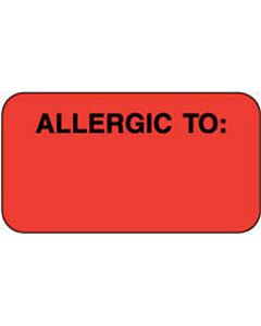 Label Paper Permanent Allergic To:  1 5/8"x7/8" Red 1000 per Roll