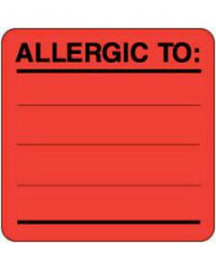 Label Paper Permanent Allergic To:  1 7/8"x1 7/8" Red 1000 per Roll