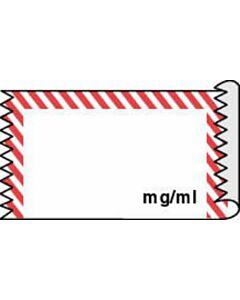 Anesthesia Tape (Removable) mg/ml 1/2" x 500" - 333 Imprints - White with Fluorescent Red - 500 Inches per Roll