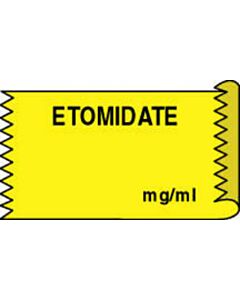 Anesthesia Tape with Date, Time & Initial (Removable) Etomidate mg/ml 1/2" x 500" - 333 Imprints - Yellow - 500 Inches per Roll