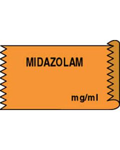 Anesthesia Tape (Removable) Midazolam mg/ml 1/2" x 500" - 333 Imprints - Orange - 500 Inches per Roll