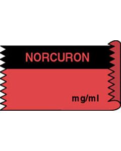 Anesthesia Tape (Removable) Norcuron mg/ml 1/2" x 500" - 333 Imprints - Fluorescent Red and Black - 500 Inches per Roll