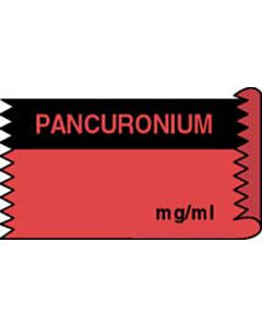 Anesthesia Tape (Removable) Pancuronium mg/ml 1/2" x 500" - 333 Imprints - Fluorescent Red and Black - 500 Inches per Roll