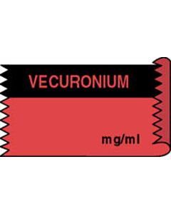 Anesthesia Tape (Removable) Vecuronium mg/ml 1/2" x 500" - 333 Imprints - Fl. Red and Black - 500 Inches per Roll