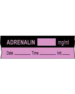 Anesthesia Tape with Date, Time & Initial (Removable) Adrenaline mg/ml 1/2" x 500" - 333 Imprints - Violet and Black - 500 Inches per Roll