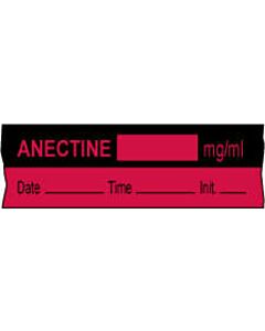 Anesthesia Tape with Date, Time & Initial (Removable) Anectine mg/ml 1/2" x 500" - 333 Imprints - Fluorescent Red and Black - 500 Inches per Roll