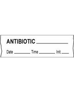Anesthesia Tape with Date, Time & Initial (Removable) Antibiotic 1/2" x 500" - 333 Imprints - White - 500 Inches per Roll