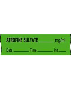 Anesthesia Tape with Date, Time & Initial (Removable) Atropine Sulfate mg/ml 1/2" x 500" - 333 Imprints - Green - 500 Inches per Roll