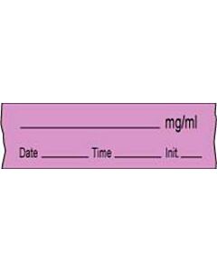Anesthesia Tape with Date, Time & Initial (Removable) mg/ml 1/2" x 500" - 333 Imprints - Violet - 500 Inches per Roll