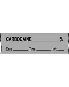 Anesthesia Tape with Date, Time & Initial (Removable) Carbocaine % 1/2" x 500" - 333 Imprints - Gray - 500 Inches per Roll