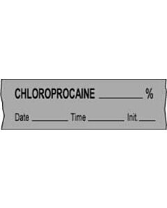 Anesthesia Tape with Date, Time & Initial (Removable) Chloroprocaine % 1/2" x 500" - 333 Imprints - Gray - 500 Inches per Roll