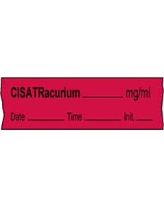 Anesthesia Tape with Date, Time & Initial | Tall-Man Lettering (Removable) CisAtracurium mg/ml 1/2" x 500" - 333 Imprints - Fluorescent Red - 500 Inches per Roll